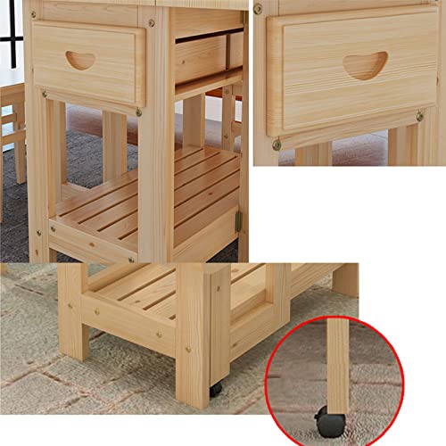 Foldable Kitchen Table with Wheels, Drop Leaf Dining Table for Small Spaces R978