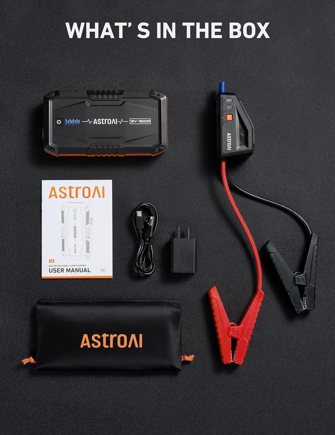 Car Jump Starter 1500A Portable 12V Auto Battery Booster T737844