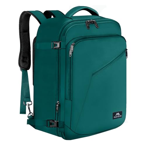 MATEIN Mens Travel Backpack, 27L Lightweight Carry on Backpack for Women, Expandable Business Backpacks, Waterproof Hiking Backpack for Outdoor Sports Rucksack Casual Daypack, Travel Essential, Black
