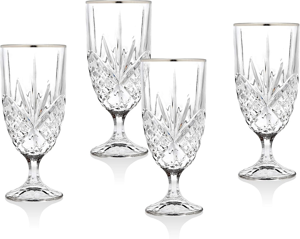 Godinger Iced Tea Beverage Glasses, Dublin, Platinum Rim, Set of 4