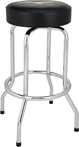 Fender Custom Shop Chevron Logo Swivel Barstool, Great Gifts for Dad, with 1 Year Limited Warranty, Simple Assembly, Black/Black, 24"