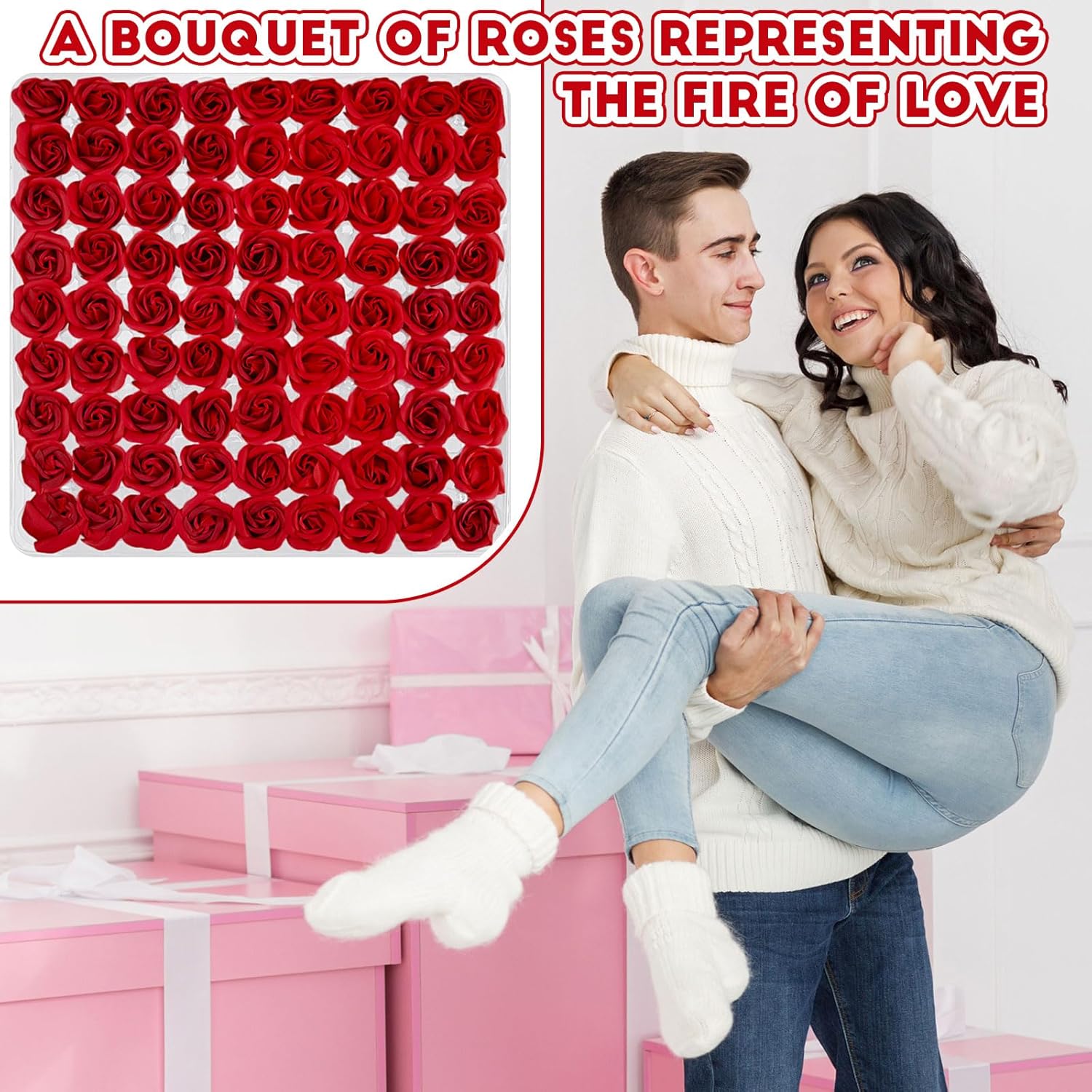 Lounsweer 162 Pcs Rose Flower Soap Floral Scented Body Soap (Red) K30812