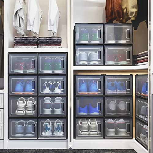 YITAHOME 18 Pack Stackable Shoe Storage Boxes for Closet, Black F28564