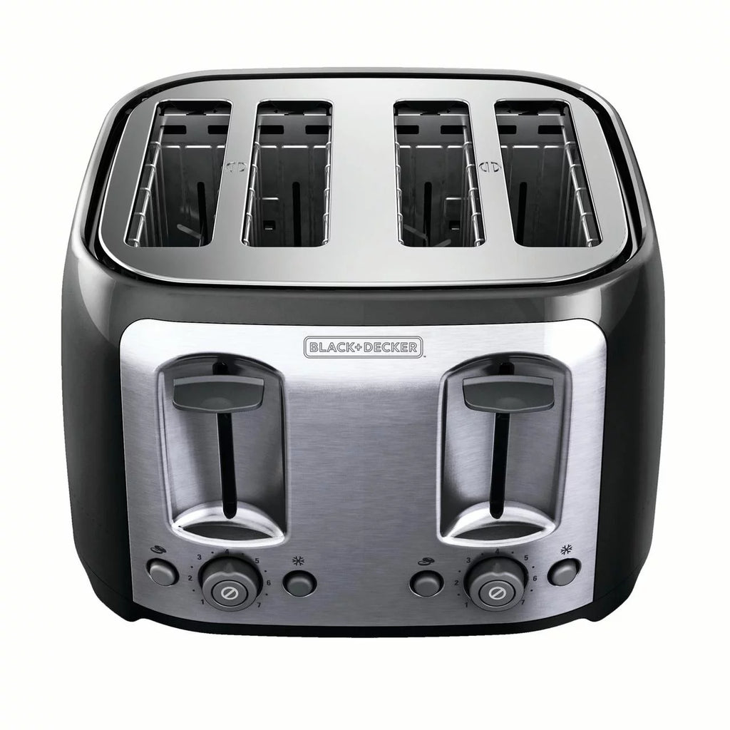 BLACK+DECKER 4-Slice Toaster with Extra-Wide Slots, Black/Silver I58019