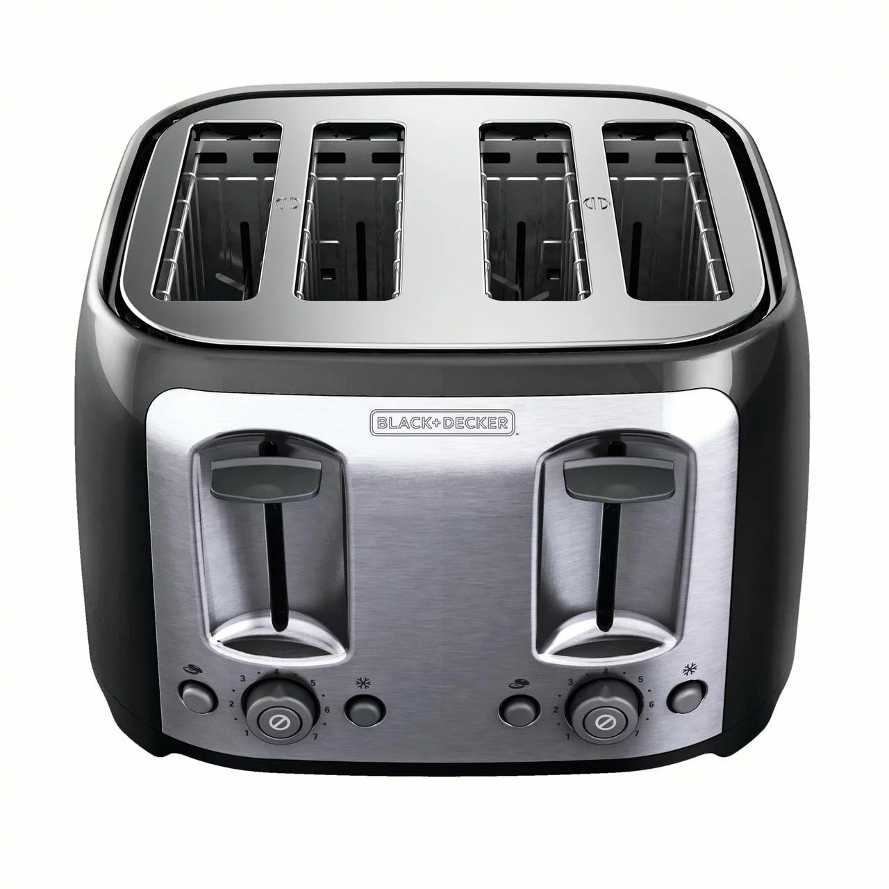 BLACK+DECKER 4-Slice Toaster with Extra-Wide Slots, Black/Silver I58019