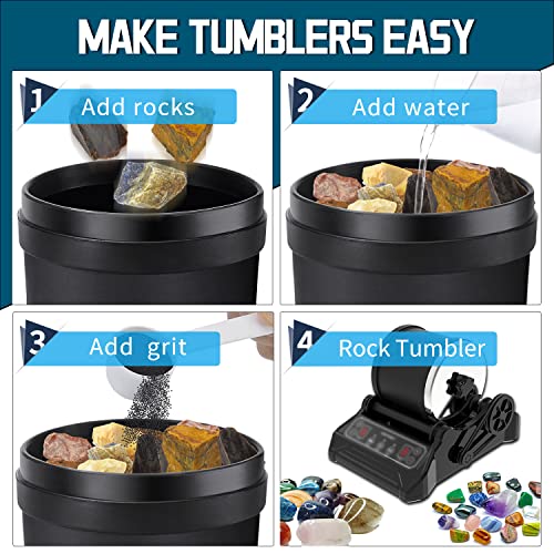 Rock Tumbler Grit Set, 4 Step Tumbling Media Refill for Rock Polisher T7896