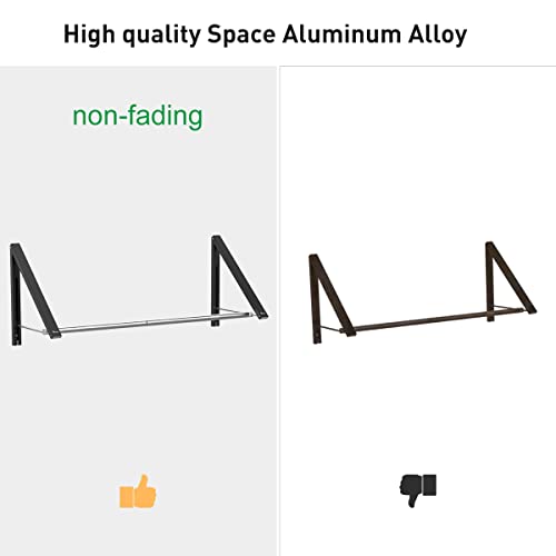 Wall Mounted Folding Drying Rack Aluminum White 2 Racks with Rod L5210