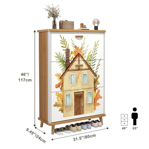 3 Drawer Wooden Shoe Cabinet for Entryway, Slim H628678