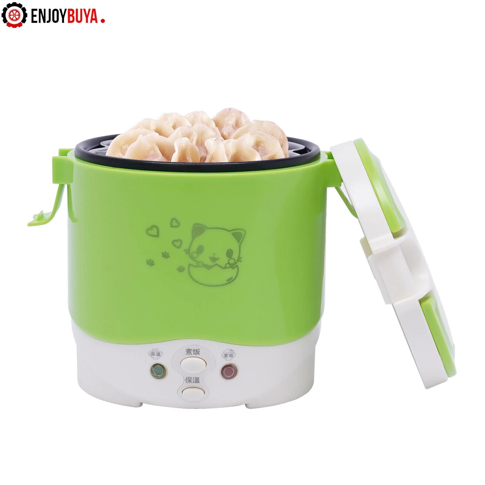 Mini Electric Rice Cooker 1L Portable for Travel with Measuring Cup and Spoon D85363