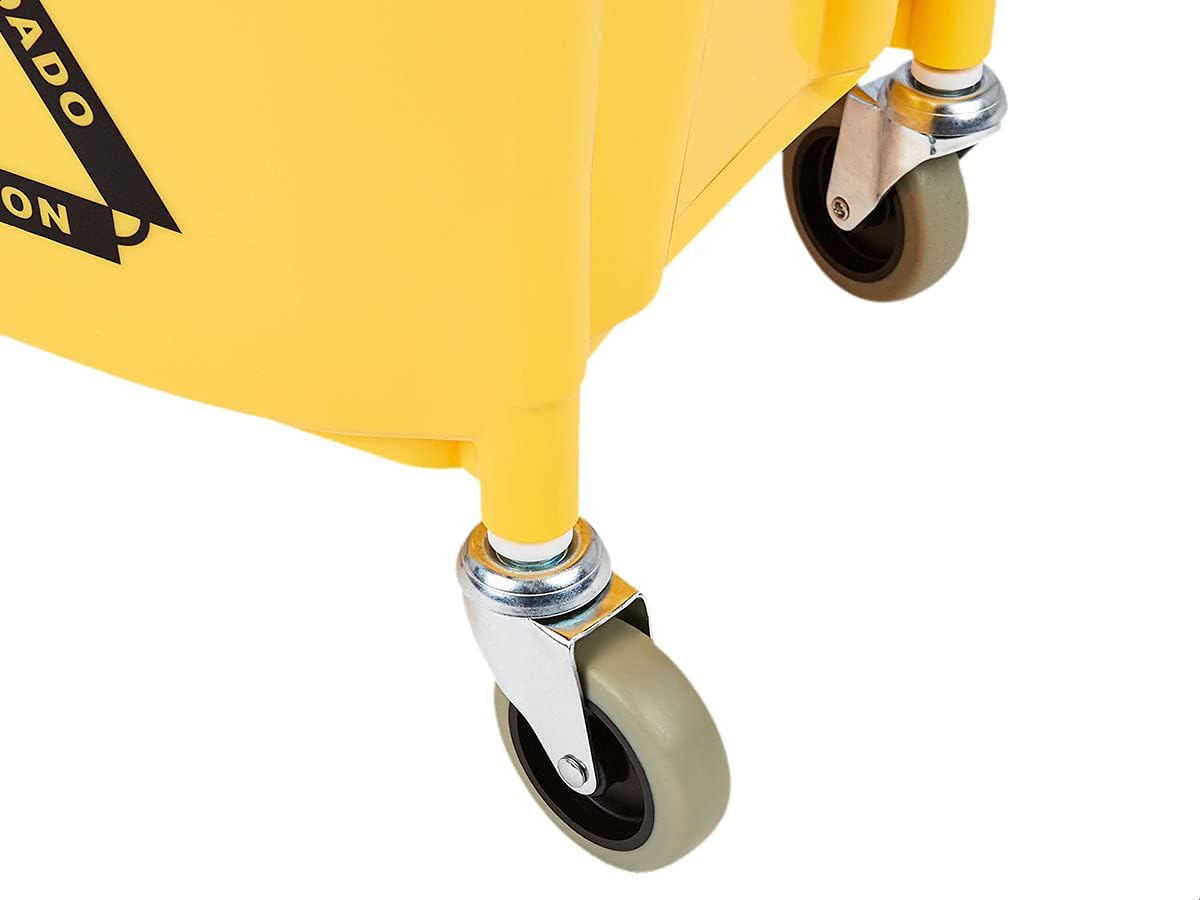 Amazon Basics Rectangular Mop Bucket with Down Press Wringer, 35-Quart, Yellow L9108
