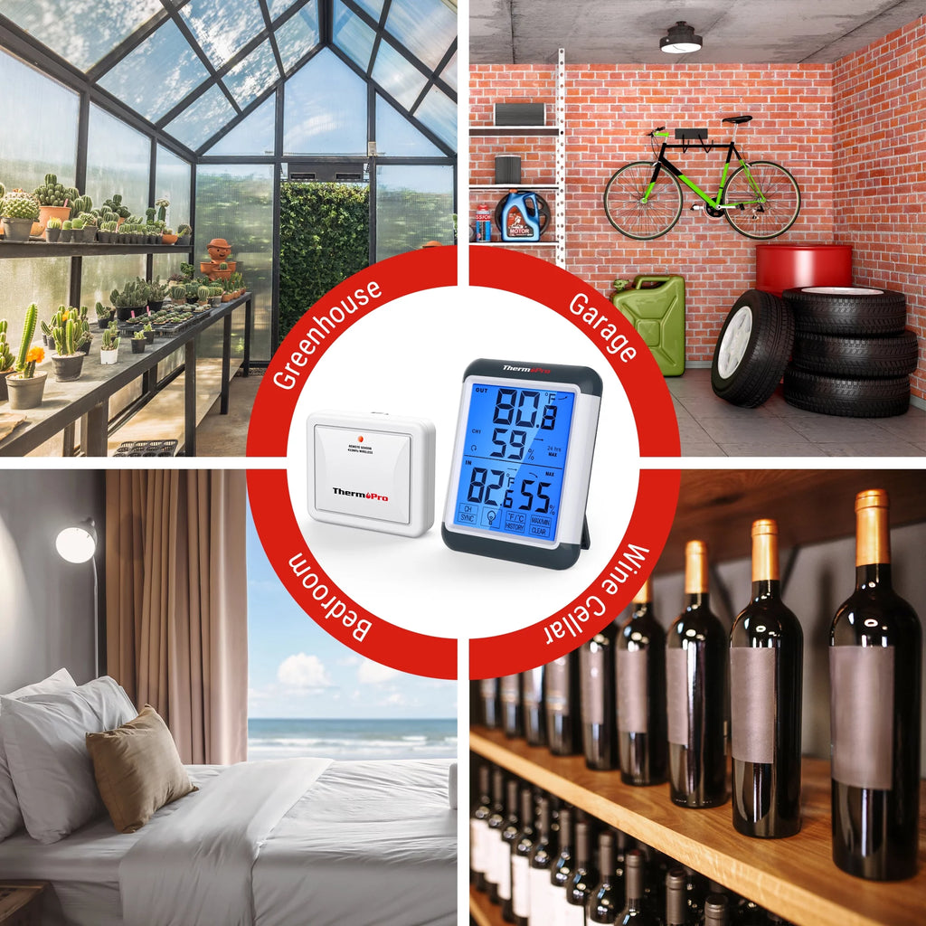 ThermoPro TP65W Indoor Outdoor Thermometer Wireless Hygrometer with Touchscreen Q1615