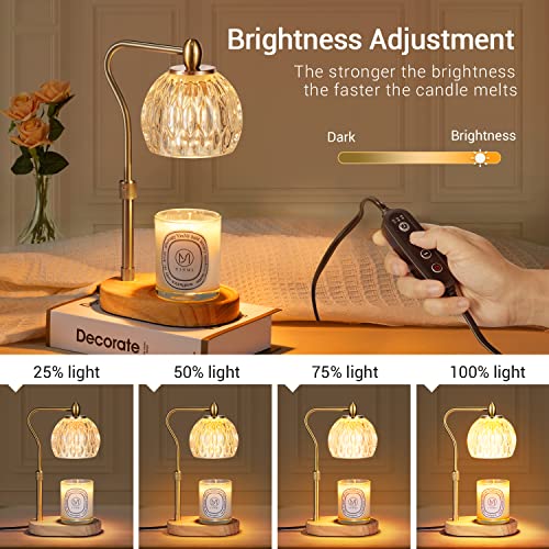 Candle Warmer Lamp with Timer & Dimmer, Height Adjustable, 2 Bulbs, Gold C648761