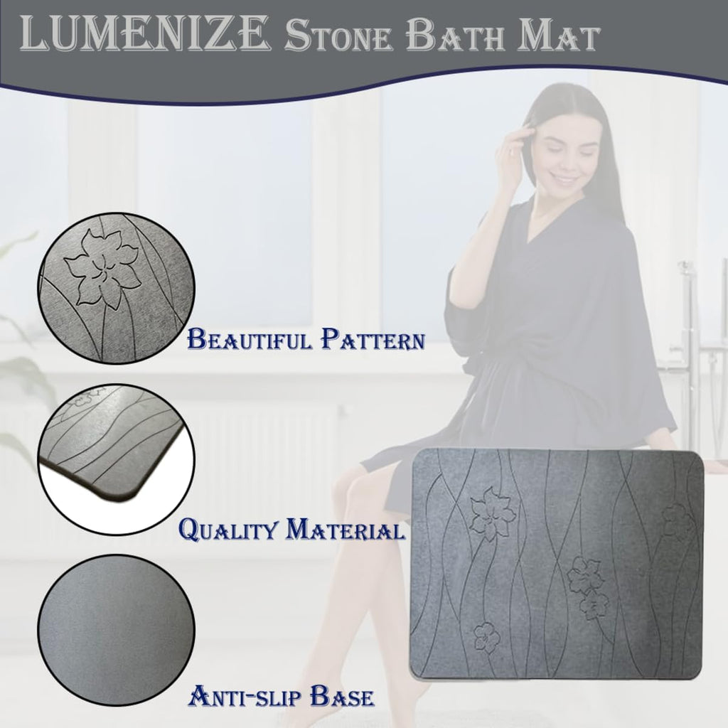 Diatomaceous Earth Stone Bath Mat Large Non-Slip Absorbent M9984