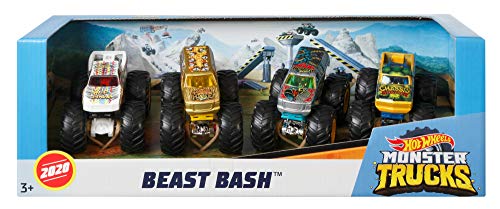 Hot Wheels Monster Trucks 4-Pack, 1:64 Scale Toy Trucks D8636