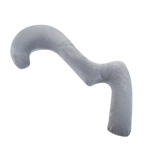 Swan Body Pillow with Cover, 68 Inches Memory Foam Full Body Pillow for Side Sleeper, Long Pregnancy Pillow with Contour Support for Back, Knee, Leg Relief - Middle Grey