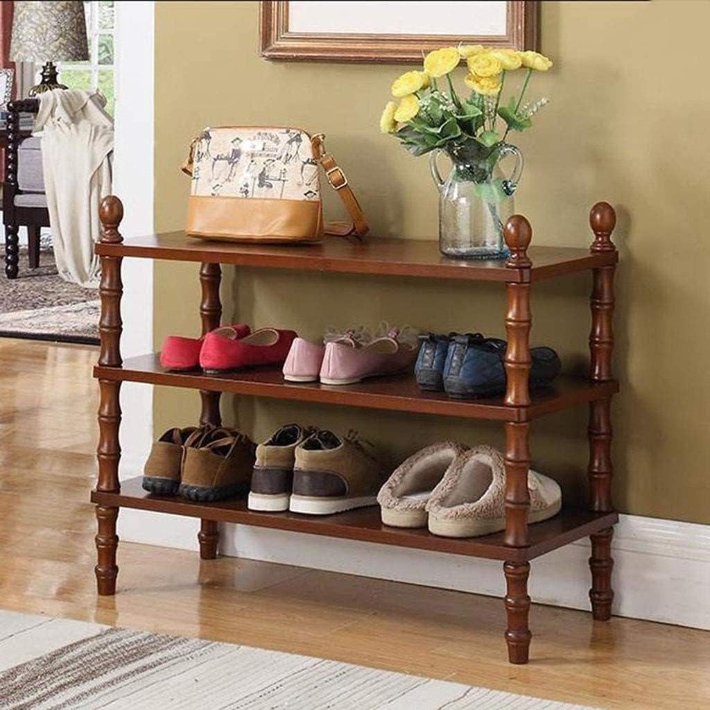 Solid Wood 3-Tier Shoe Rack Storage for Living Room Bedroom Hallway Q2580