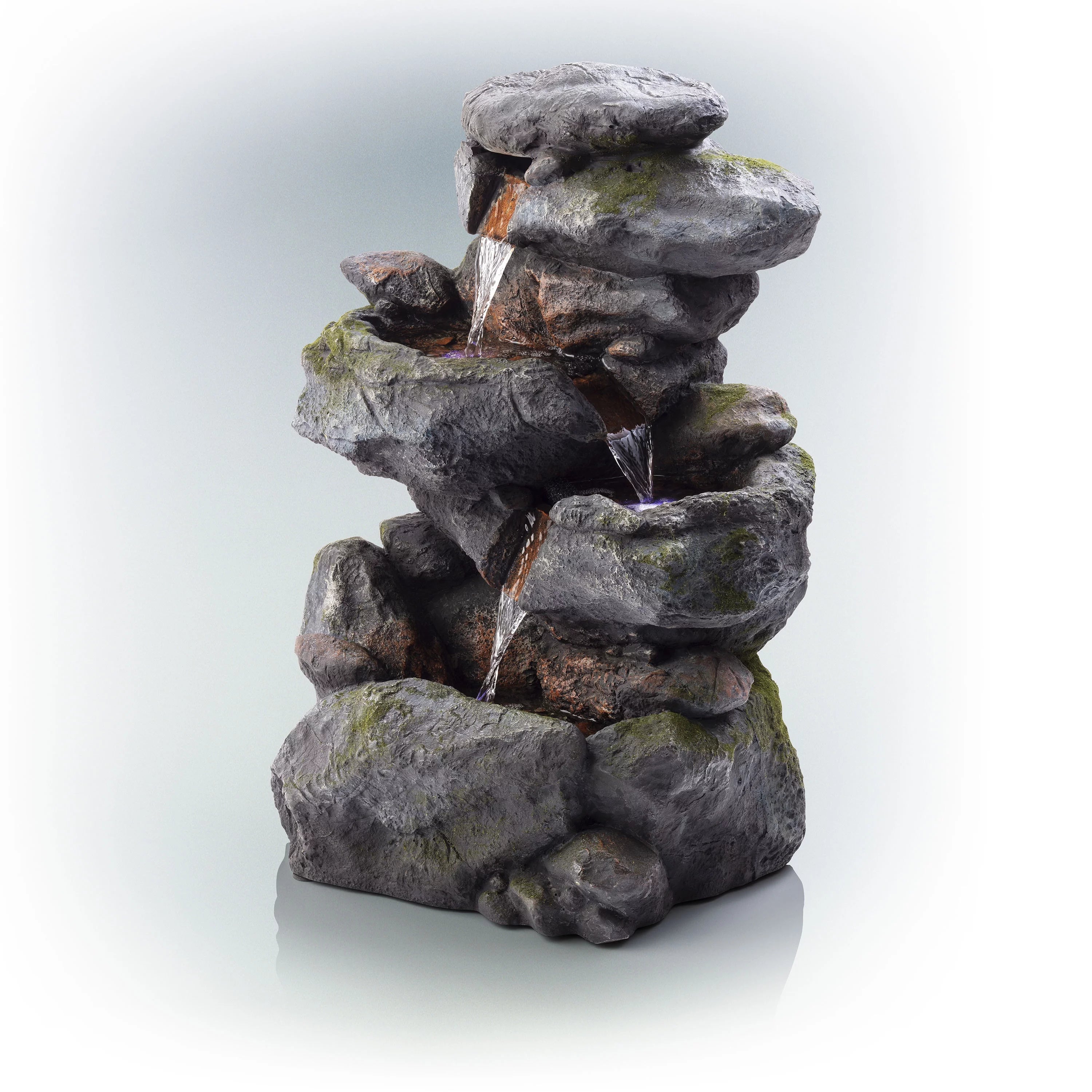 Alpine Corporation 22" Outdoor 3-Tier Rock Tabletop Fountain K42406