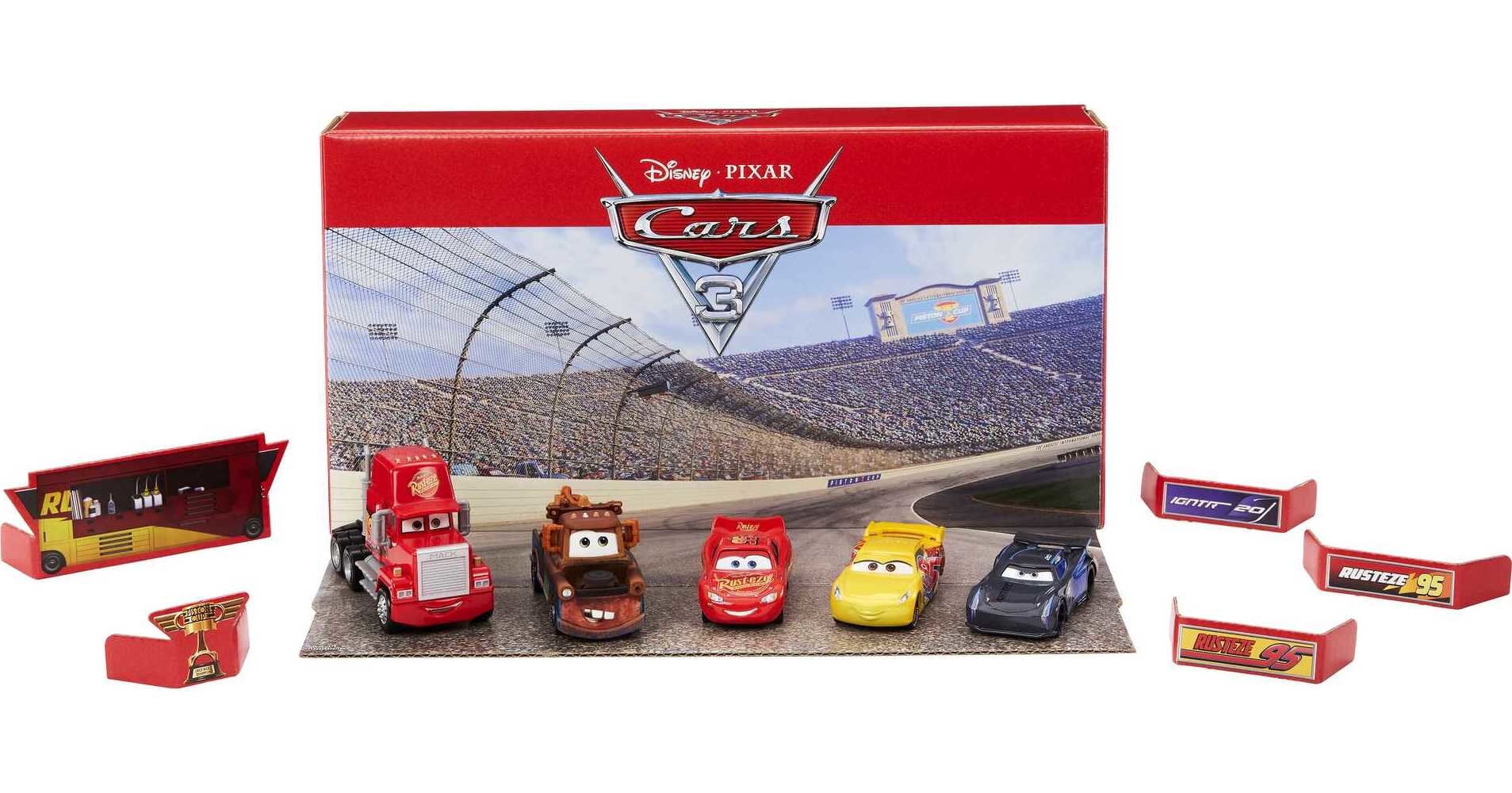 Disney Pixar Cars 3 Vehicle 5-Pack Collection, Set of 4 Toy Character Cars & 1 Mack Truck