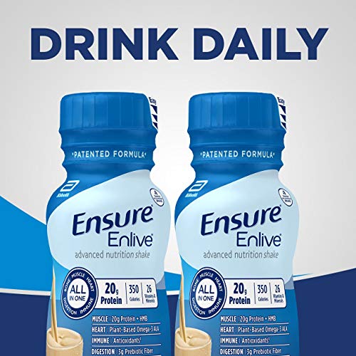 Ensure Enlive Meal Replacement Shake, Vanilla, 20g Protein, 8 Fl Oz (Pack of 4) N21226