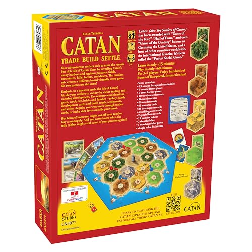 CATAN Board Game Base Game for Family and Adults Ages 10+ 3-4 Players 60 Minutes by Catan Studio D302