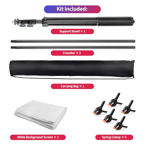 Portable Green Screen Backdrop Kit with Stand, 6.3 x 6.5 ft, Carrying Case and Clips Z6477
