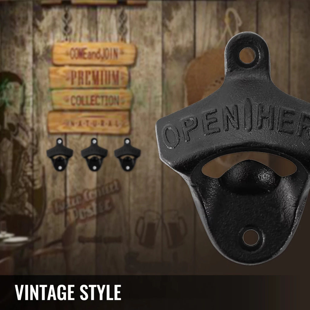 VEVOR Wall Mounted Bottle Opener Set of 100pcs Rustic Cast Iron Vintage Finish O8257