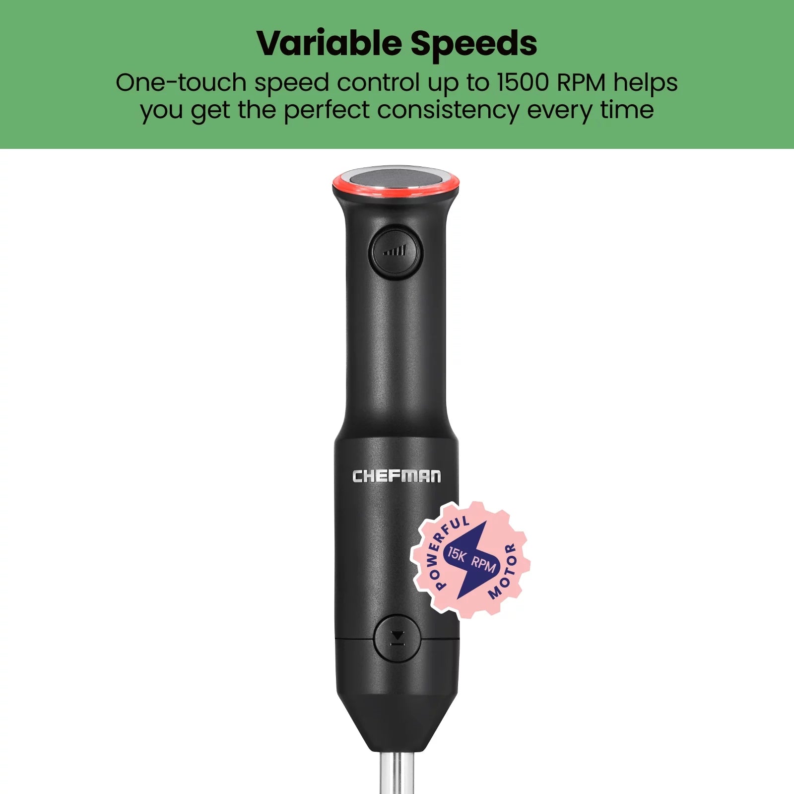 Chefman Cordless Handheld Immersion Blender, Variable Speed, Black G431