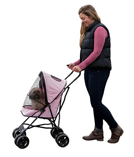 Pet Gear Travel Lite Plus Stroller, Compact, Easy Fold, No Assembly Required, Large Wheels for Cats and Dogs up to 15 pounds, 3 Colors