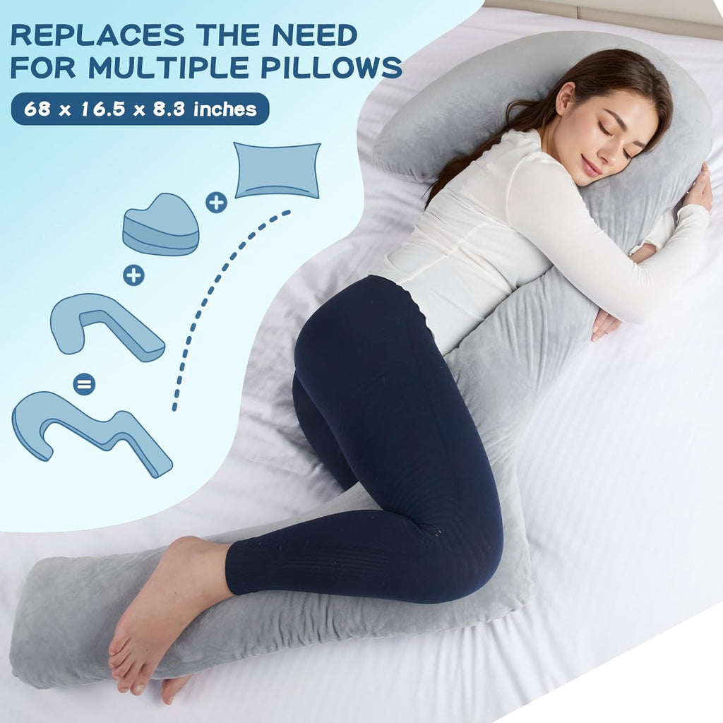 SAHEYER Swan Body Pillow for Adults, Adjustable Shredded Memory Foam, Grey F53604