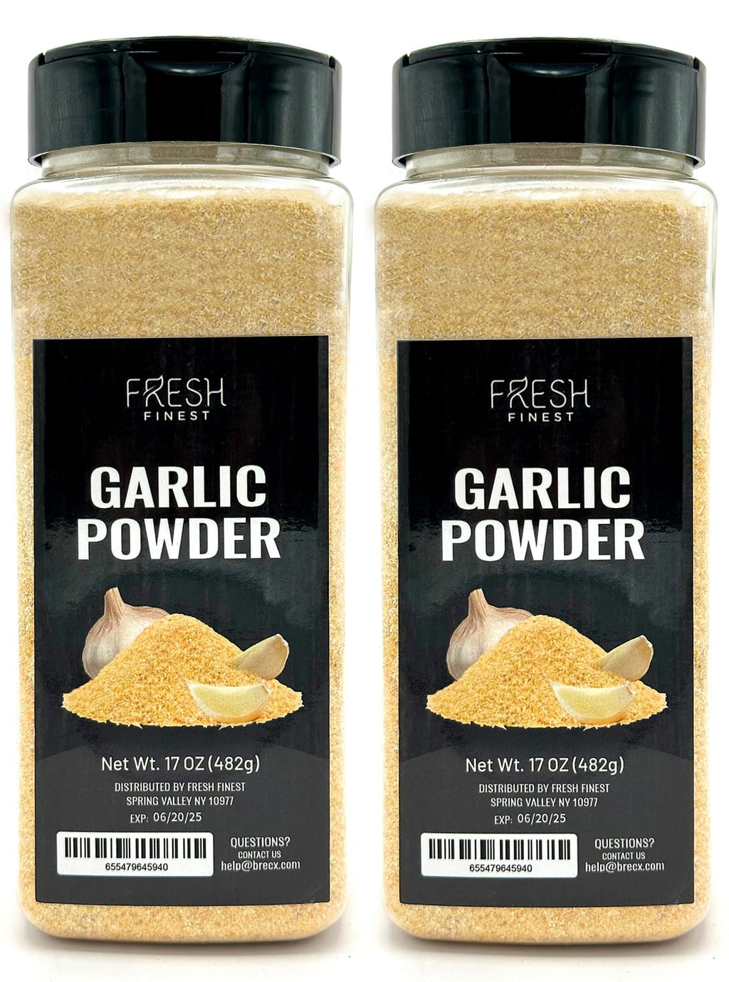 Fresh Finest Premium Garlic Powder - 16oz Bottle - 100% Pure, Non-GMO, Gluten-Free, Ground Garlic Spice for Cooking (2 Pack)
