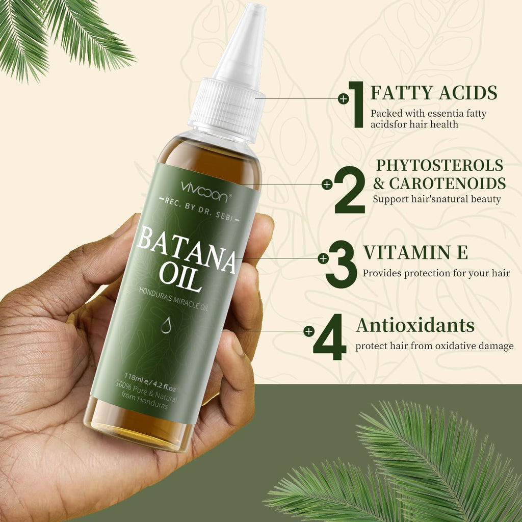 Batana Oil for Hair Growth, 100% Pure Natural, Dr. Sebi Organic Oil from Honduras, 4.2oz Q74112