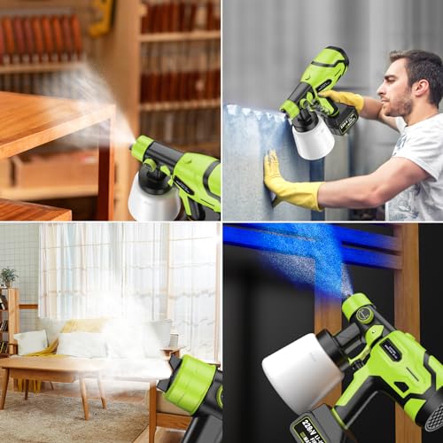 Cordless Paint Sprayer for 21V Max Battery, Brushless Electric Paint Gun for Furniture and Home Painting F6903