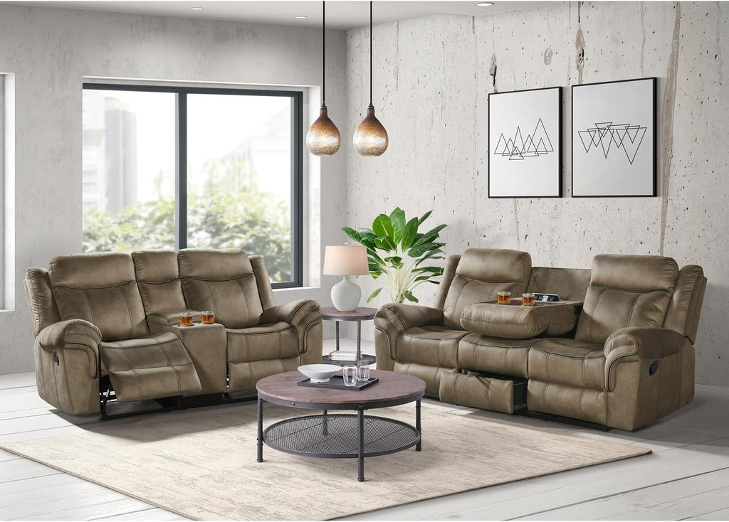 Picket House Furnishings Tasso 2PC Living Room Set Sofa & Loveseat in Brown D84380