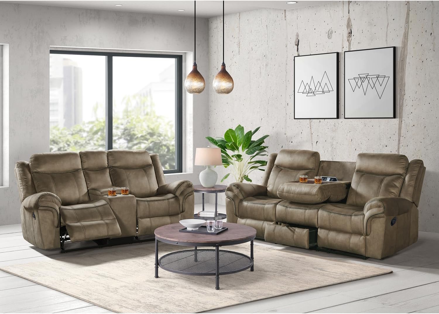 Picket House Furnishings Tasso 2PC Living Room Set Sofa & Loveseat in Brown D84380