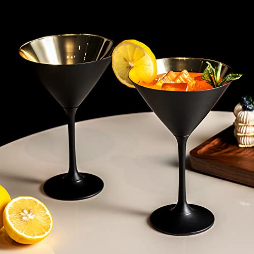 MyGift 8 oz Copper Tone Martini Glasses, Set of 2 X9381