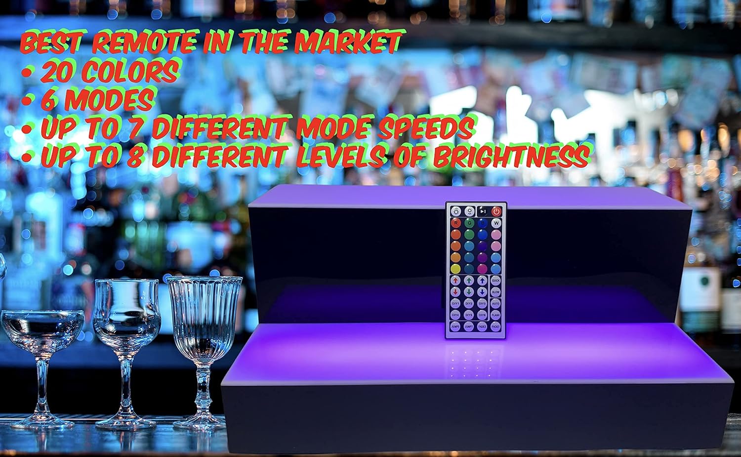 LED Liquor Bottle Display Shelf 2 Step Lighted Bar Stand 16 inch B92175