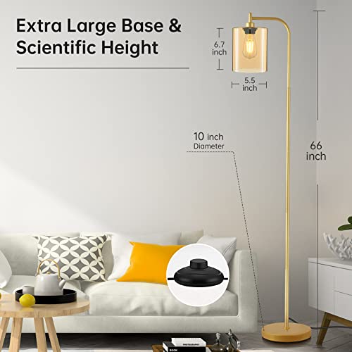 BoostArea Industrial Floor Lamp with Iron Mesh Glass Shade, 6W LED Bulb Included X855544