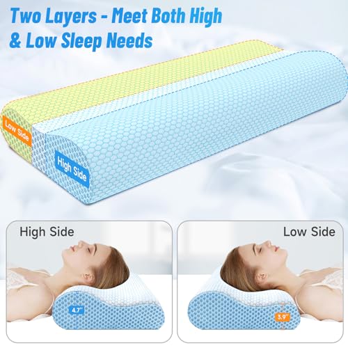 Ergonomic Memory Foam Neck Pillow for Sleeping and Neck Pain Relief, Blue M6774