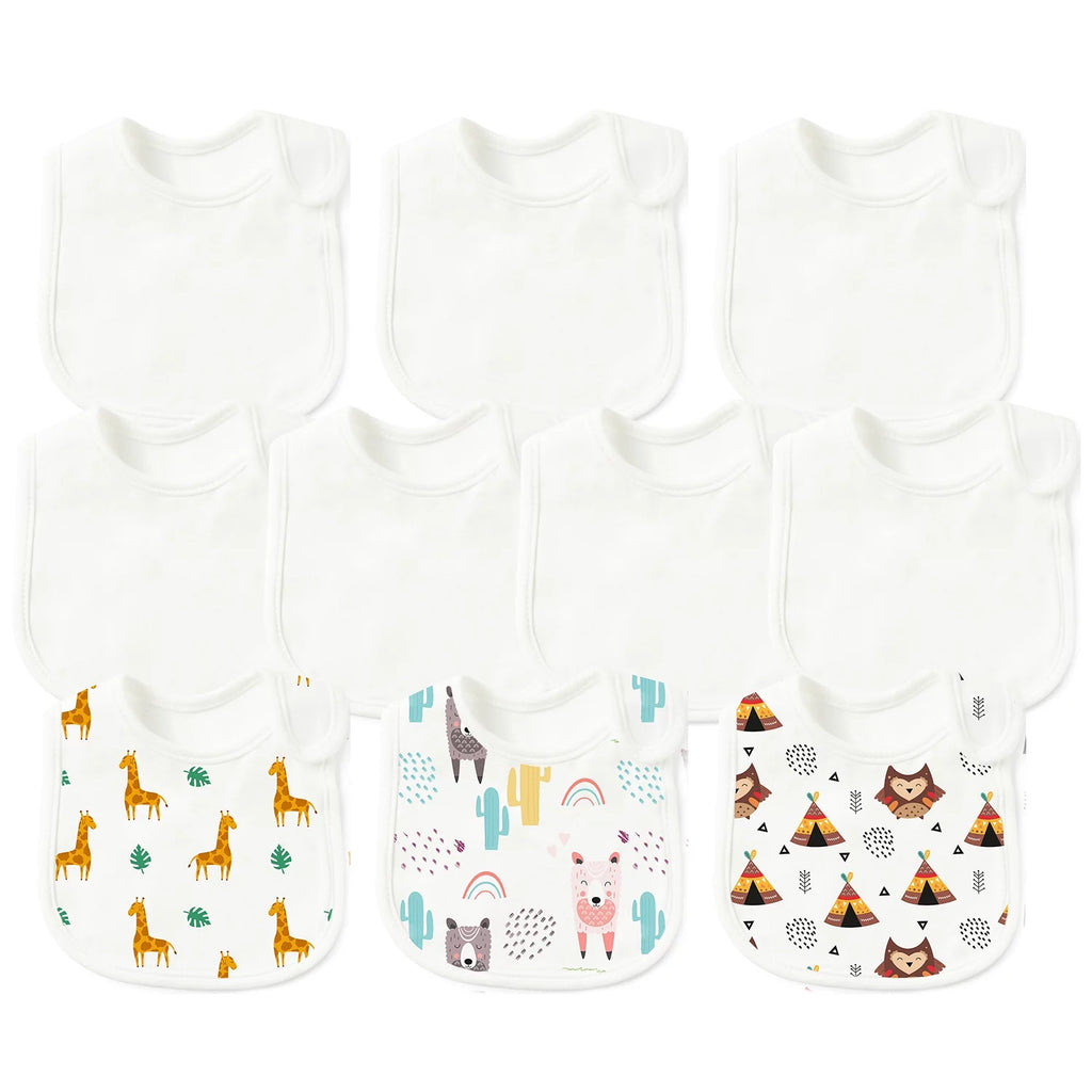 10Pcs Sublimation Baby Bibs White Cotton Waterproof DIY Blank B716
