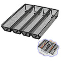 2PCS Drawer Organizer,Drawer Organizer for Kitchen,Utensil Mesh Drawer Organizer with Interlocking Arm for Cosmetic,Flatware,Pen (9 * 3 * 2 Inches,Black)