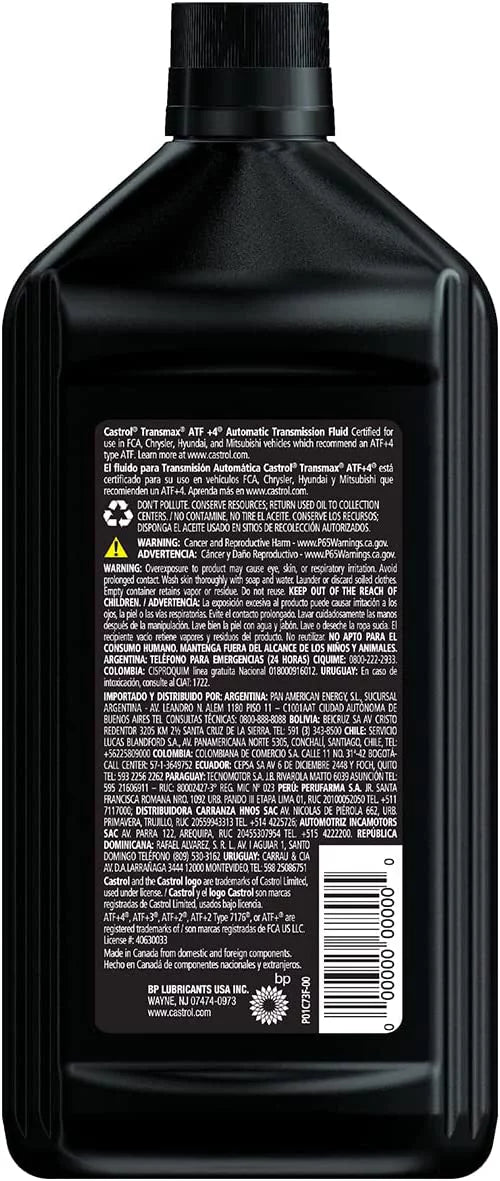 Castrol Transmax ATF +4 Automatic Transmission Fluid, 1 Quart, Case of 6 W45829