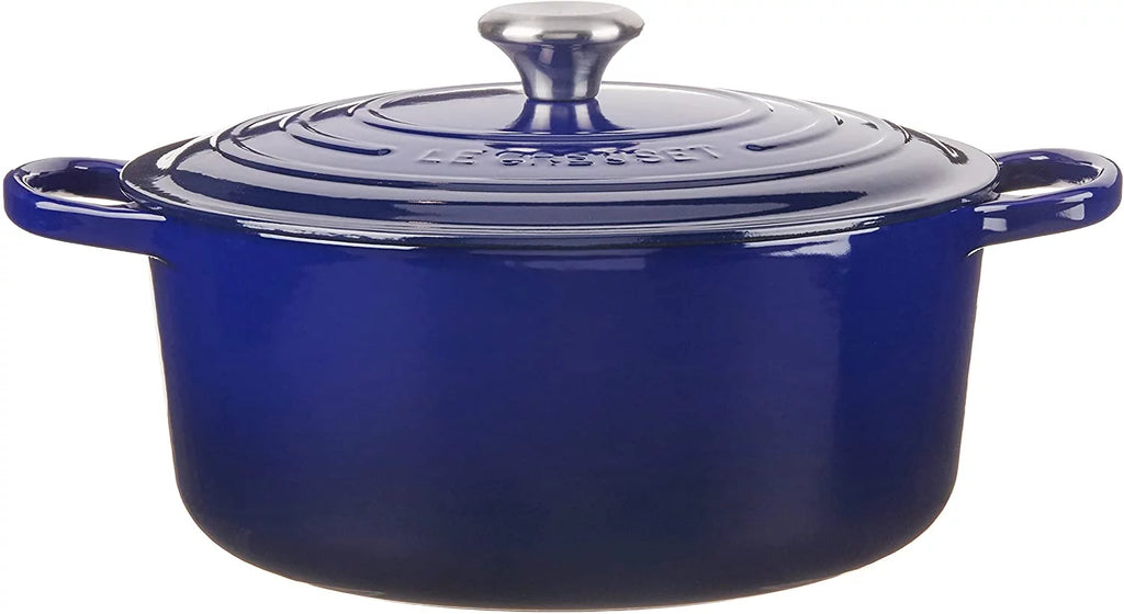 L Crst Enameled Cast Iron Signature Round Dutch Oven, 7.25 qt., Indigo I3131