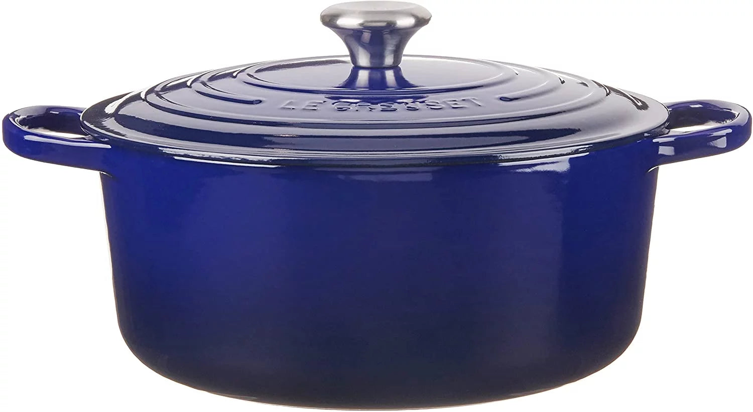 L Crst Enameled Cast Iron Signature Round Dutch Oven, 7.25 qt., Indigo I3131