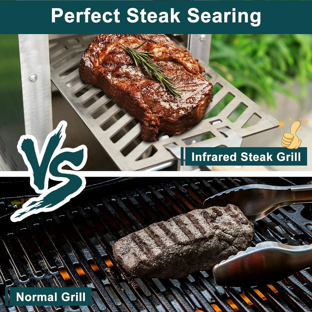 1500℉ Outdoor Propane Gas Grill, Infrared Portable Stainless Steel G128