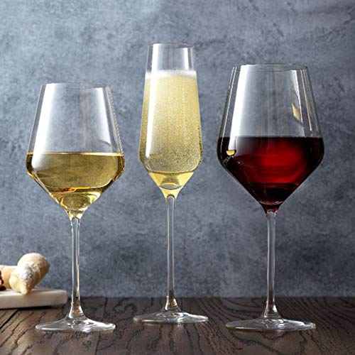 JoyJolt Layla White Wine Glasses, Set of 4, 13.5 oz, Clear I3892
