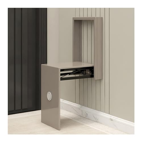 Home Slim Folding Shoe Changing Stool Wall Mounted Foldable Chairs Storable Entrance Chair Space Saving Press Lift Pull Handle Design (Color : Gris)