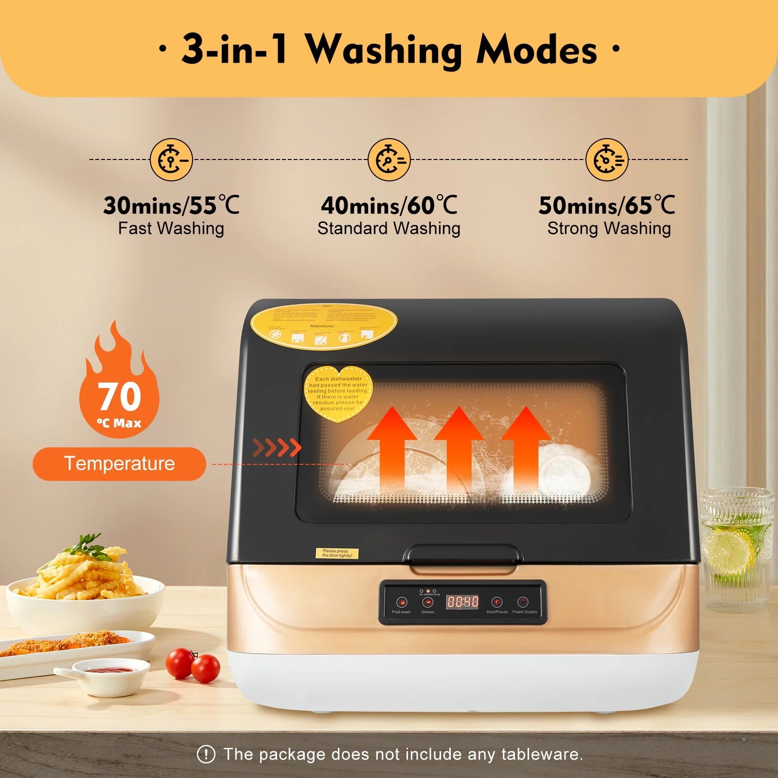 1200W Countertop Dishwasher Portable with 4 Programs T918