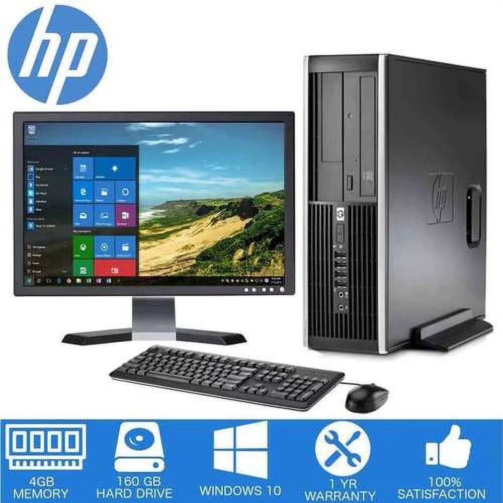 HP-Elite Desktop Computer PC – Intel Core 2 Duo - 4GB Memory – 160GB Hard Drive - Windows 10-19" LCD - Used