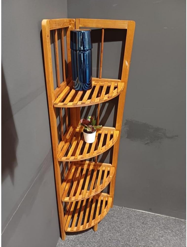 4-Tier Open Wooden Corner Bookshelf, 11" W x 43" H C756