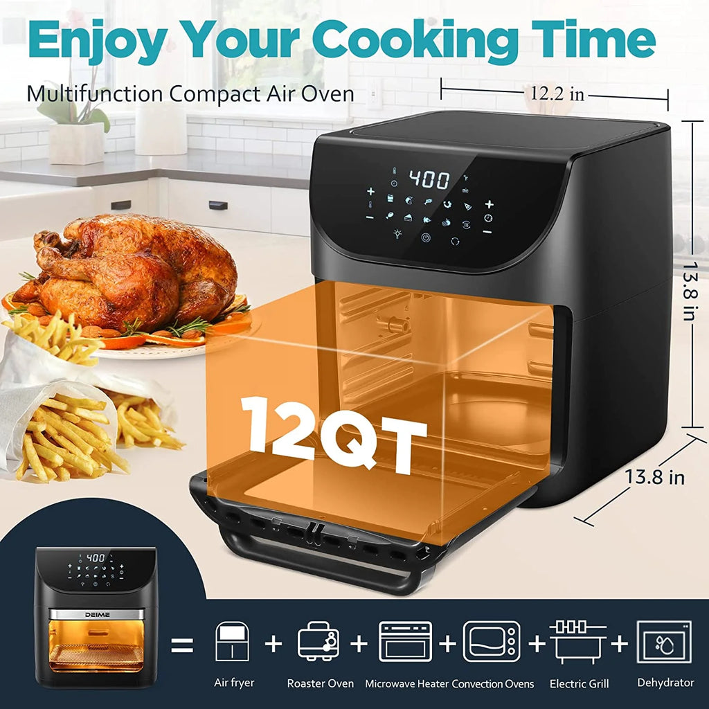 Excellent Air Fryer 12 QT Large Capacity with 10 Presets and LCD Touch Screen D2067